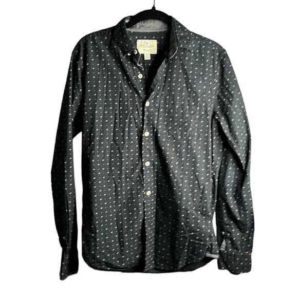 Men’s American Eagle Black and White Polka Dot Long Sleeve Button Down Shirt XS - Picture 1 of 10